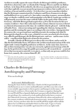 Charles De Beistegui Autobiography and Patronage