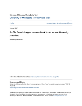 Profile: Board of Regents Names Mark Yudof As Next University President