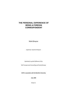 The Personal Experience of the Foreign Correspondent Iii