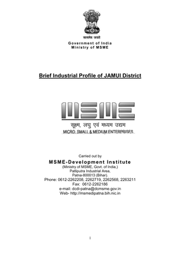 Brief Industrial Profile of JAMUI District