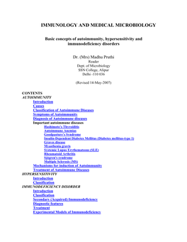 Immunology and Medical Microbiology