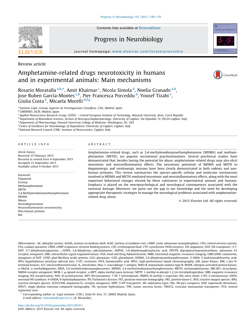 Amphetamine-Related Drugs Neurotoxicity in Humans and in Experimental Animals: Main Mechanisms