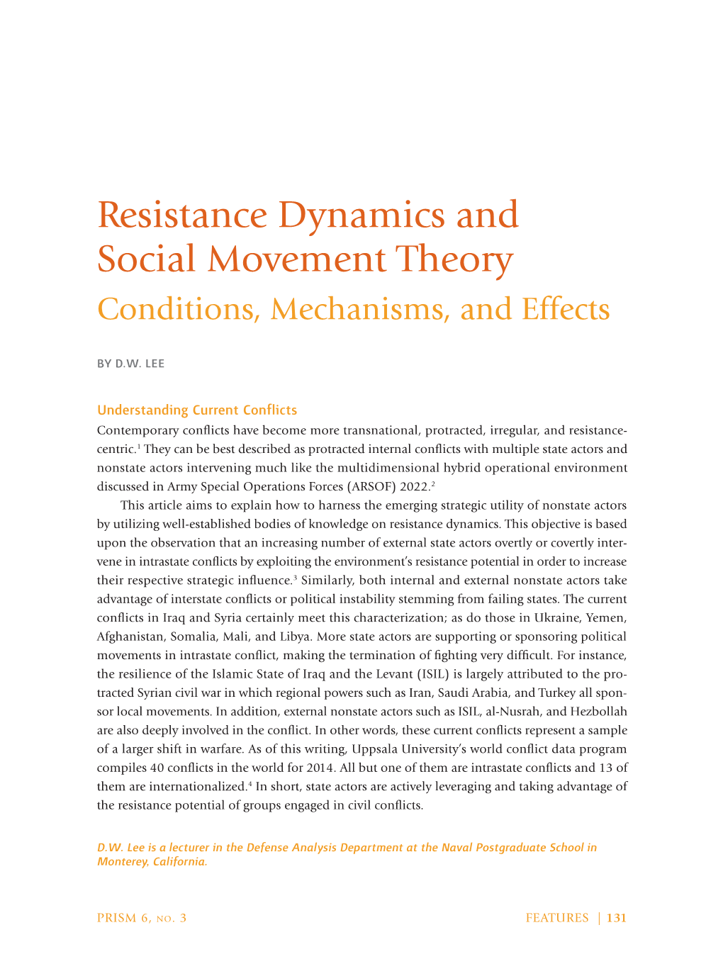 Resistance Dynamics and Social Movement Theory Conditions, Mechanisms, and Effects