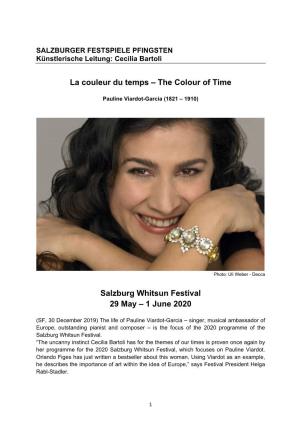 La Couleur Du Temps – the Colour of Time Salzburg Whitsun Festival 29 May – 1 June 2020