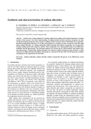 Synthesis and Characterization of Sodium Alkoxides