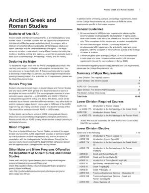Ancient Greek and Roman Studies 1