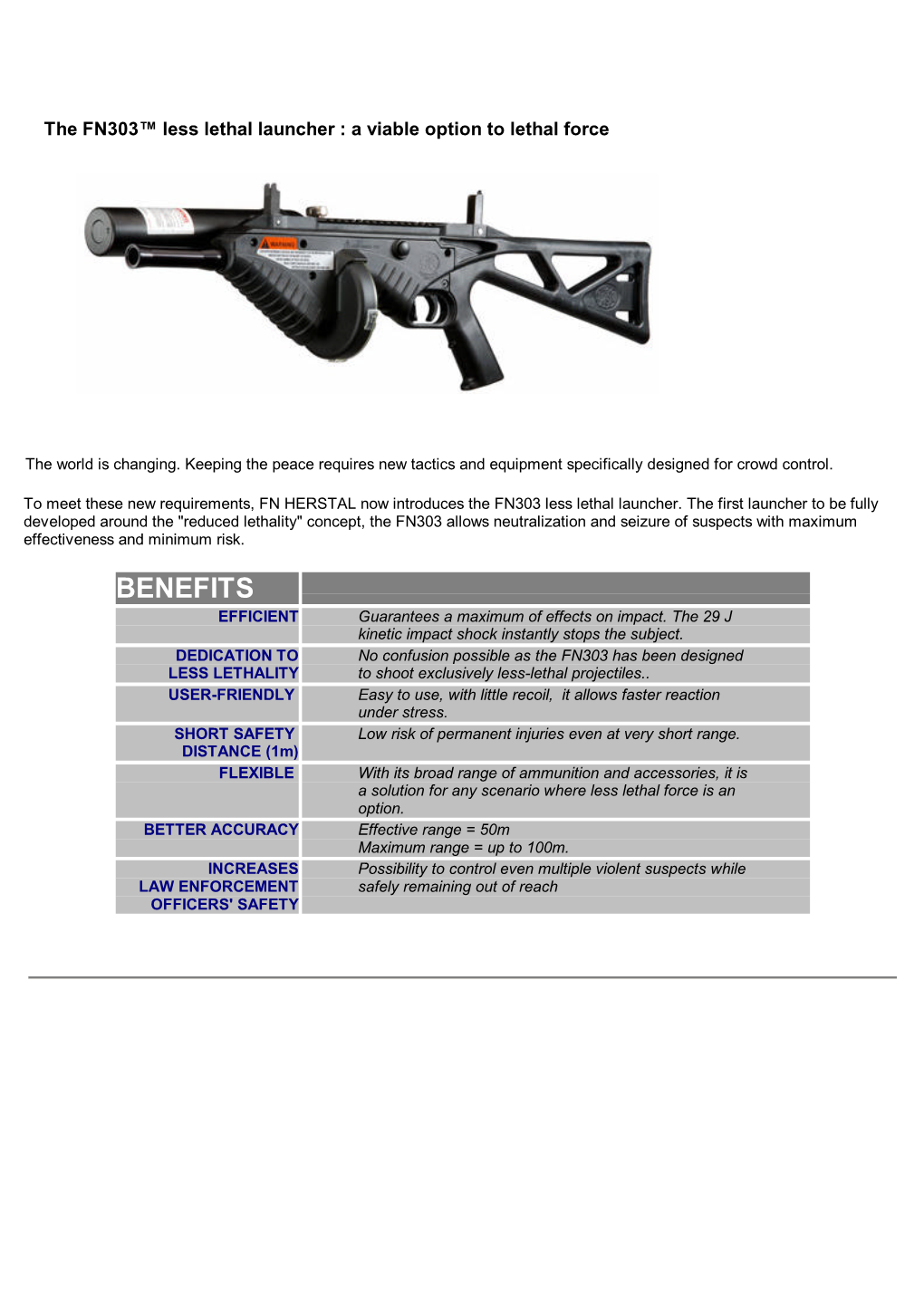 BENEFITS EFFICIENT Guarantees a Maximum of Effects on Impact