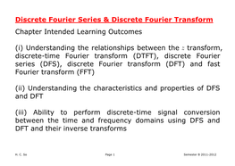 Discrete Fourier Series & Discrete Fourier Transform