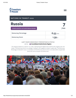 Nation in Transit 2020 Russia