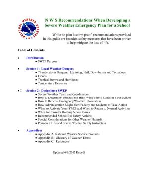 NWS Recommendations When Developing a Severe Weather