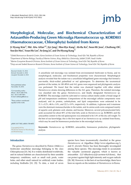Morphological, Molecular, and Biochemical Characterization of Astaxanthin-Producing Green Microalga Haematococcus Sp