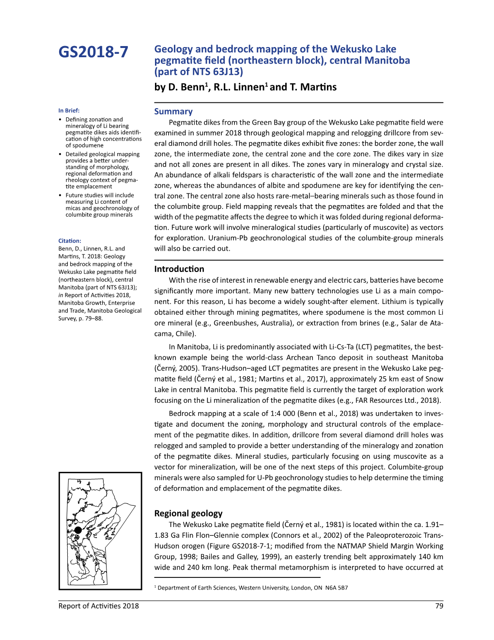 GS2018-7: Geology and Bedrock Mapping of the Wekusko Lake