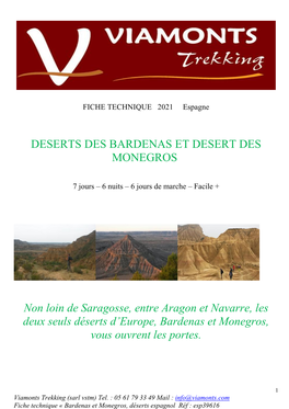 DESERTS DES BARDENAS ET DESERT DES MONEGROS Non Loin De Saragosse, Entre Aragon Et Navarre, Les Deux Seuls Déserts D'europ