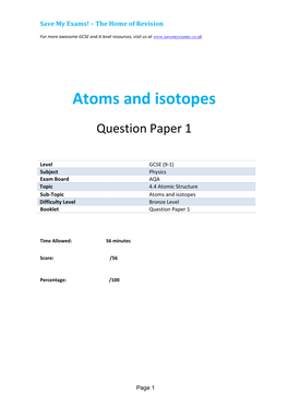 Atoms and Isotopes