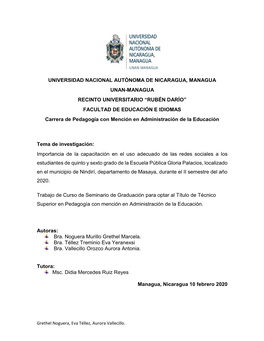 Universidad Nacional Autónoma De Nicaragua, Managua