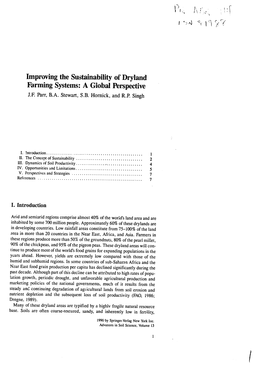 Improving the Sustainability of Dryland Farming Systems: a Global Perspective J.E Parr, B.A