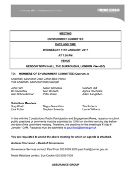 (Public Pack)Agenda Document for Environment Committee, 11/01