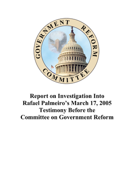 Report on Investigation Into Rafael Palmeiro's March 17, 2005