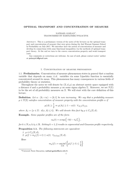 Optimal Transport and Concentration of Measure