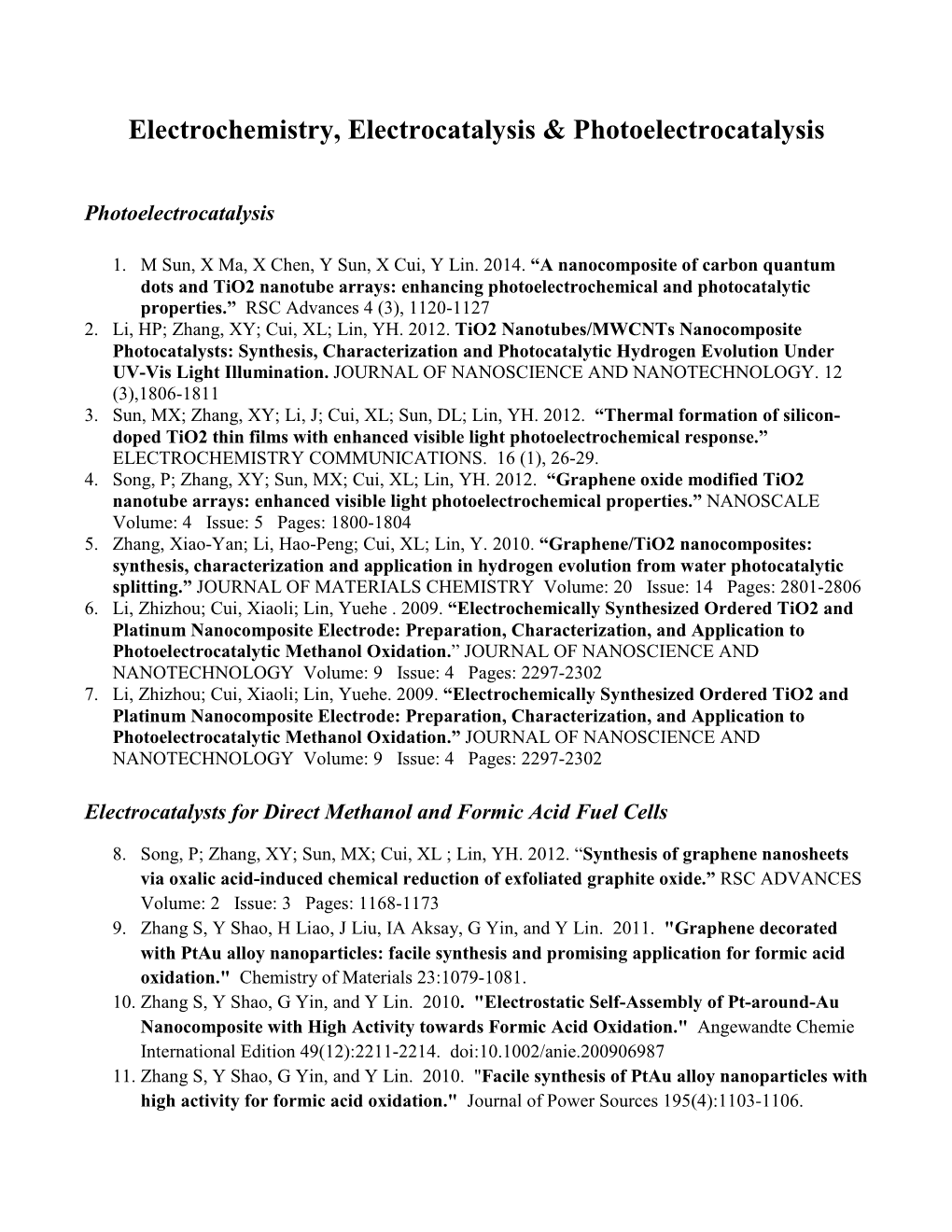 Electrochemistry, Electrocatalysis & Photoelectrocatalysis