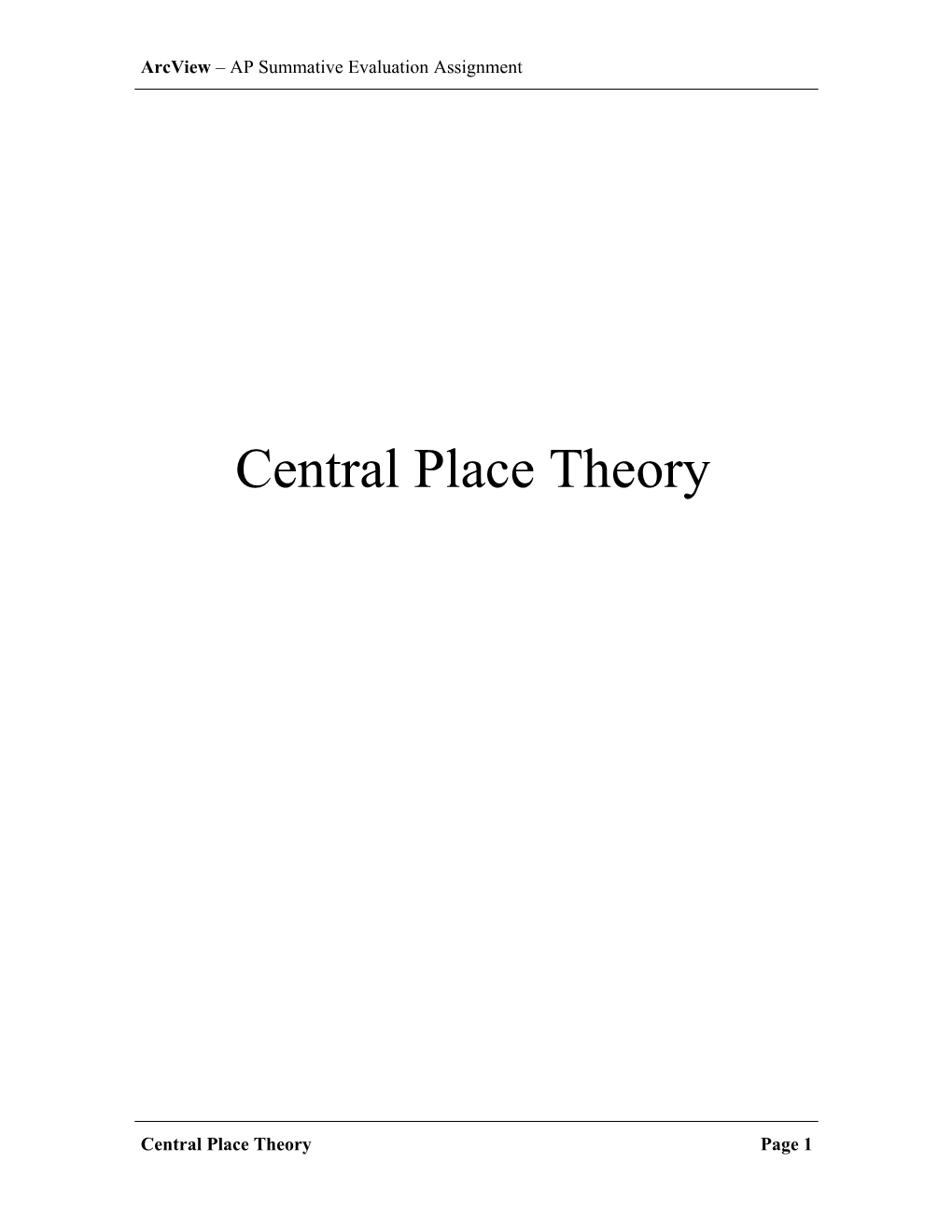 Activity 7 Central Place Theory