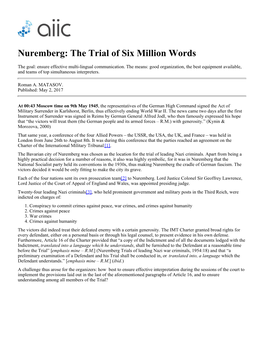 Nuremberg: the Trial of Six Million Words