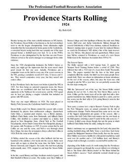 Providence Starts Rolling 1924