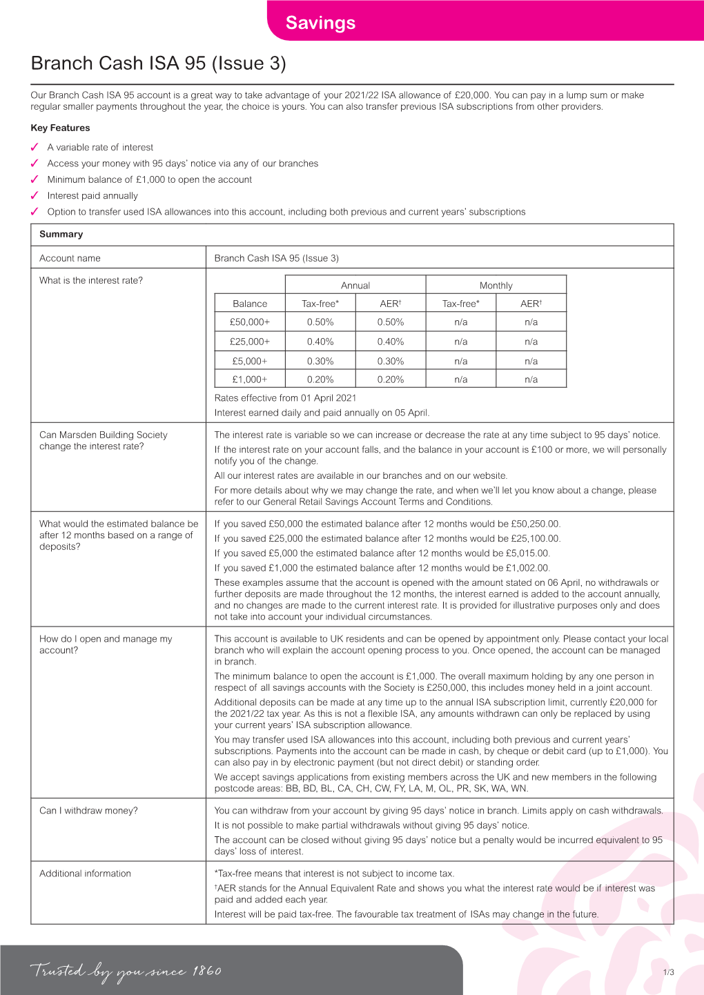 Branch Cash ISA 95 (Issue 3)