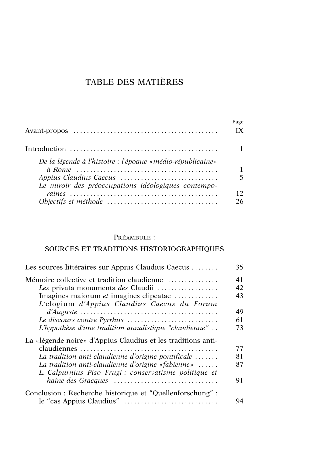 Table Des Matières