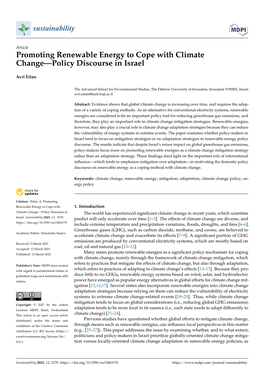 Promoting Renewable Energy to Cope with Climate Change—Policy Discourse in Israel