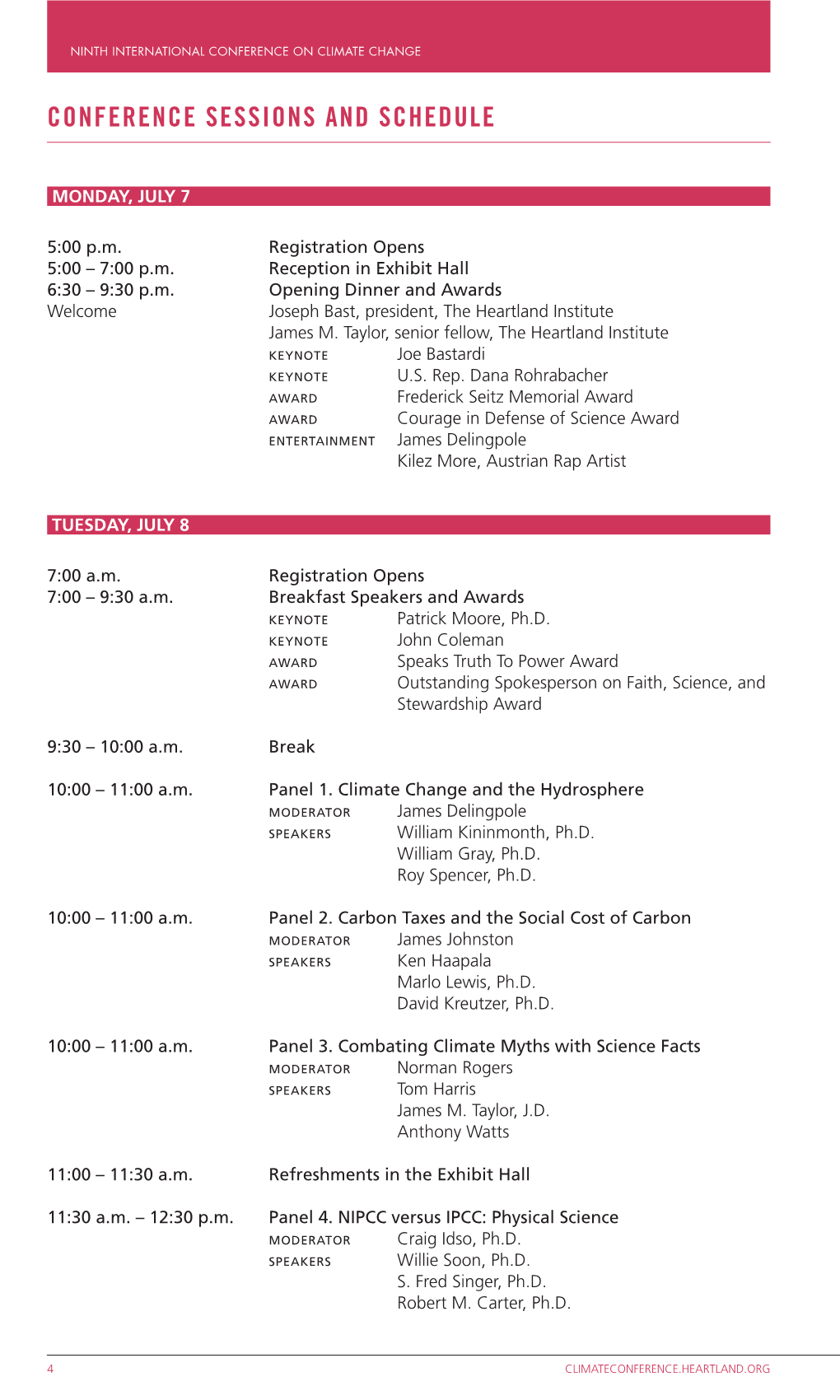 Conference Sessions and Schedule
