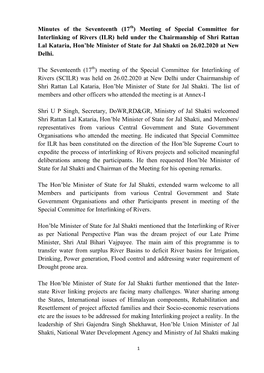 17 ) Meeting of Special Committee for Interlinking of Rivers (ILR