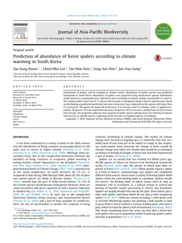 Prediction of Abundance of Forest Spiders According to Climate Warming in South Korea