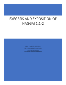 Exegesis and Exposition of Haggai 1:1-2