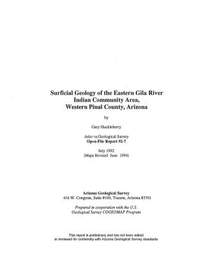 Surficial Geology of the Eastern Gila River Indian Community Area, Western Pinal County, Arizona