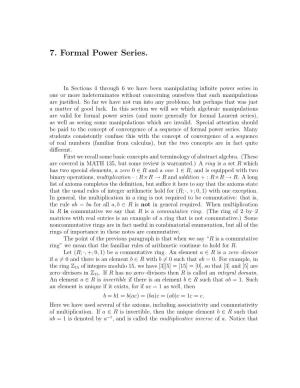 7. Formal Power Series