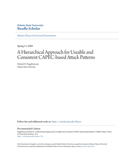 A Hierarchical Approach for Useable and Consistent CAPEC-Based Attack Patterns Patrick H