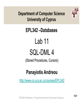 Lab 11 SQL-DML 4 (Stored Procedures, Cursors)