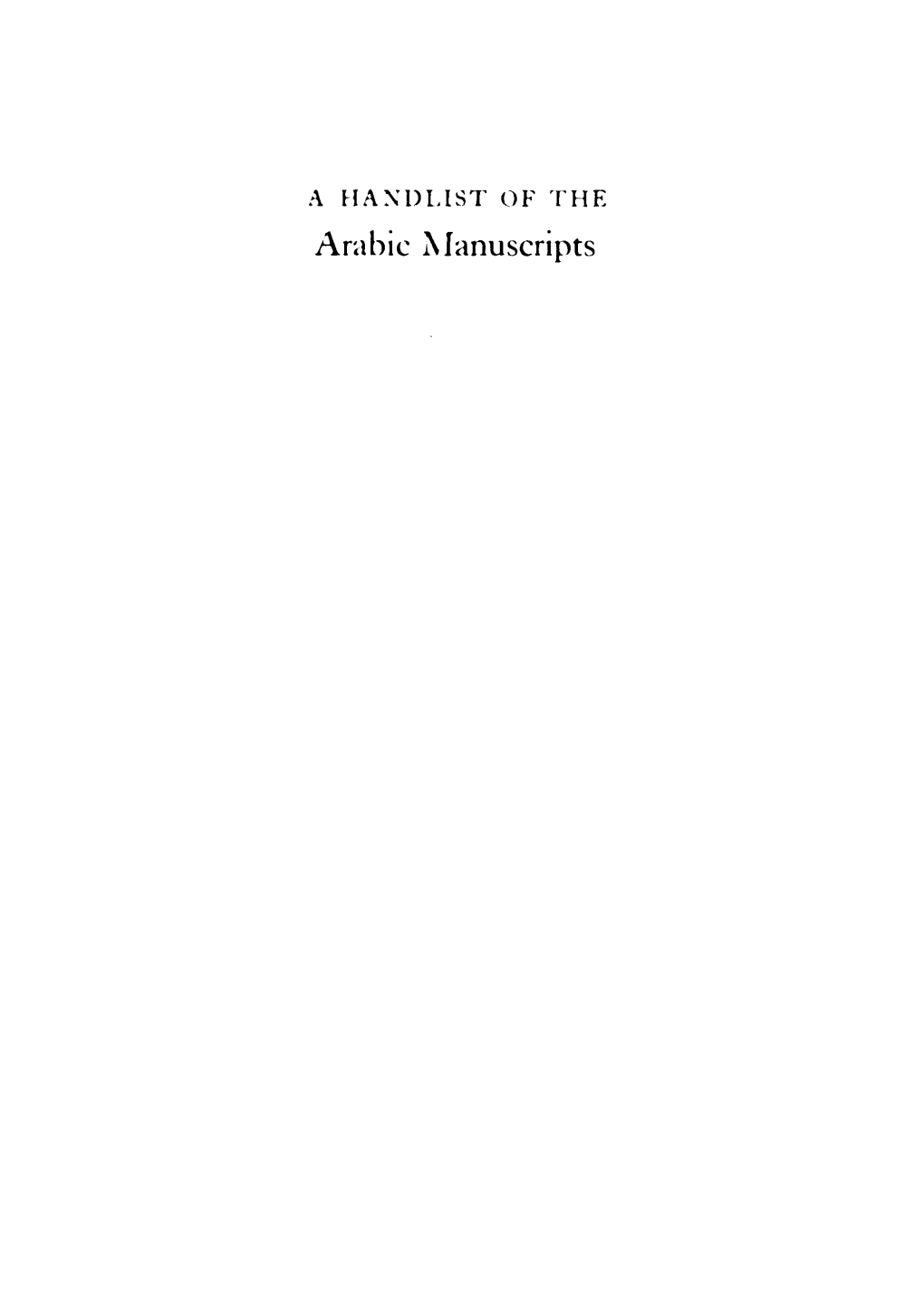 Arabic Manuscripts