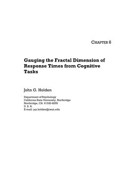 Chapter 6. Gauging the Fractal Dimension of Cognitive Performance