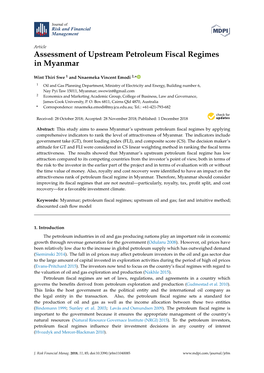 Assessment of Upstream Petroleum Fiscal Regimes in Myanmar