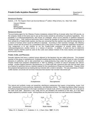 Organic Chemistry II Laboratory Friedel-Crafts Acylation Reaaction1 Experiment 6 Week 6