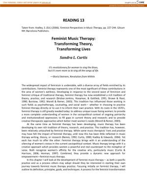 READING 13 Feminist Music Therapy