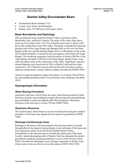 Searles Valley Groundwater Basin Bulletin 118