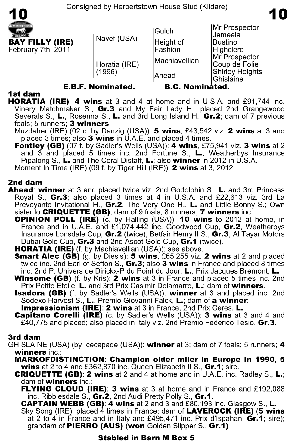 Consigned by Herbertstown House Stud (Kildare) Gulch Mr