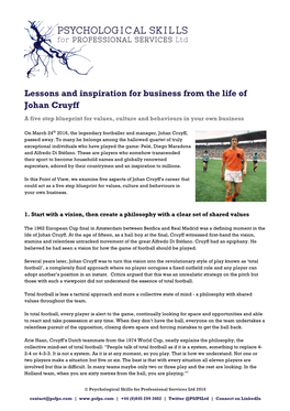 Lessons and Inspiration for Business from the Life of Johan Cruyff
