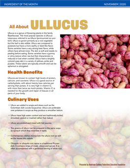 ULLUCUS Ullucus Is a Genus of Flowering Plants in the Family Basellaceae