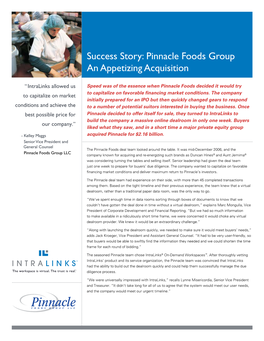 Success Story: Pinnacle Foods Group an Appetizing Acquisition