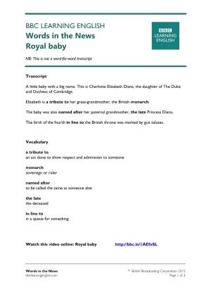 Words in the News Royal Baby