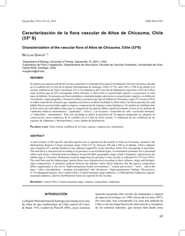 Caracterización De La Flora Vascular De Altos De Chicauma, Chile (33º S)